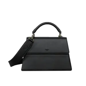 Black Hamilton Satchel with Signature Signet Detail