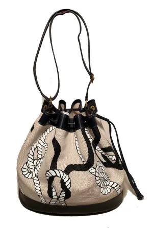 Hermes Vintage Drawstring Bucket Bag Hand Painted