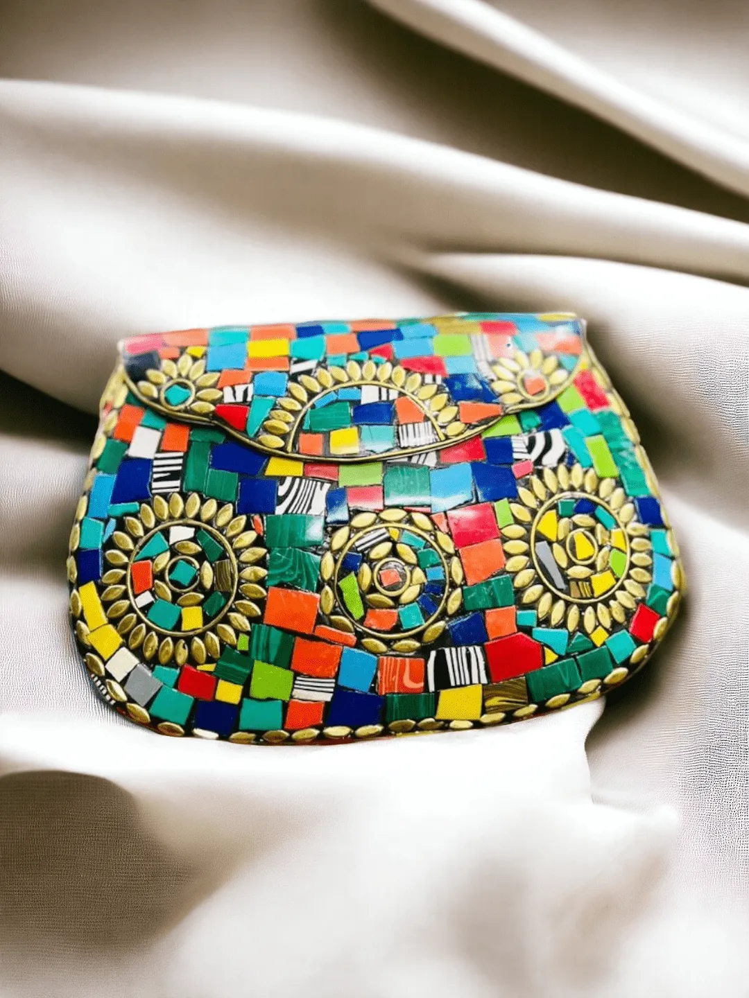 Himalayan Handmade Tibetan Vintage Mosaic Clutch