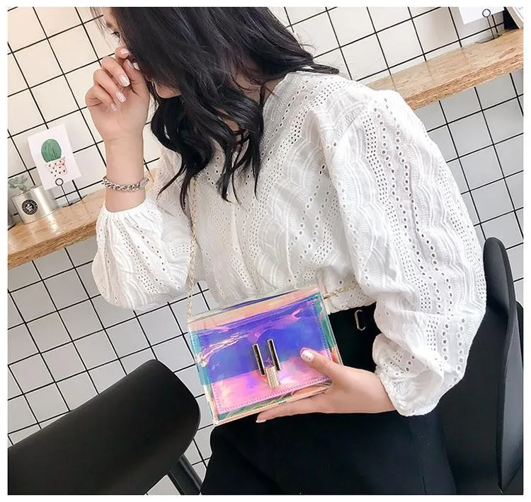 Holographic Transparent Messenger Fashion Bag