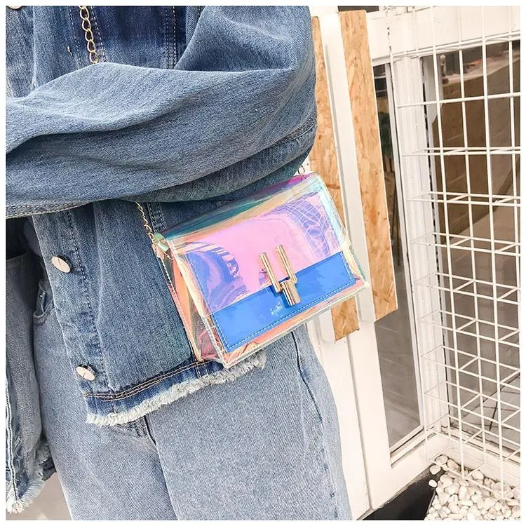 Holographic Transparent Messenger Fashion Bag