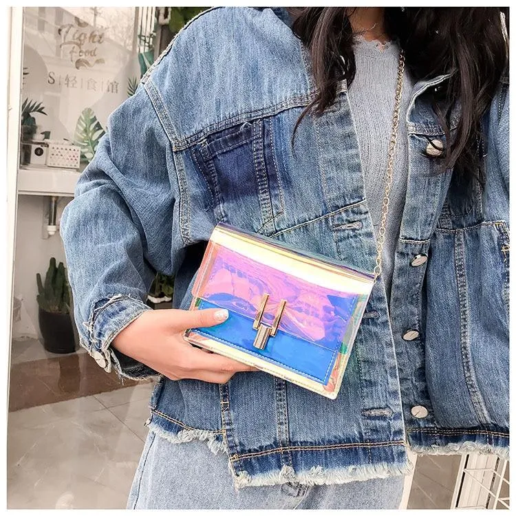 Holographic Transparent Messenger Fashion Bag