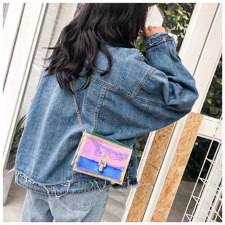 Holographic Transparent Messenger Fashion Bag