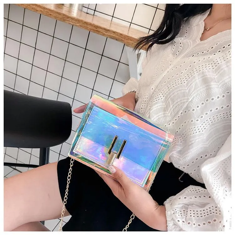 Holographic Transparent Messenger Fashion Bag