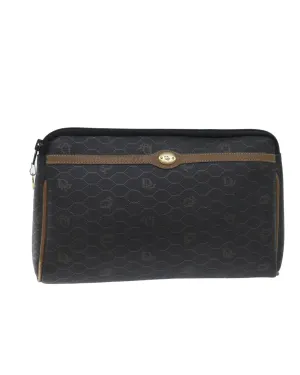 Honeycomb Canvas Clutch Bag in Black PVC Leather by Christian Dior