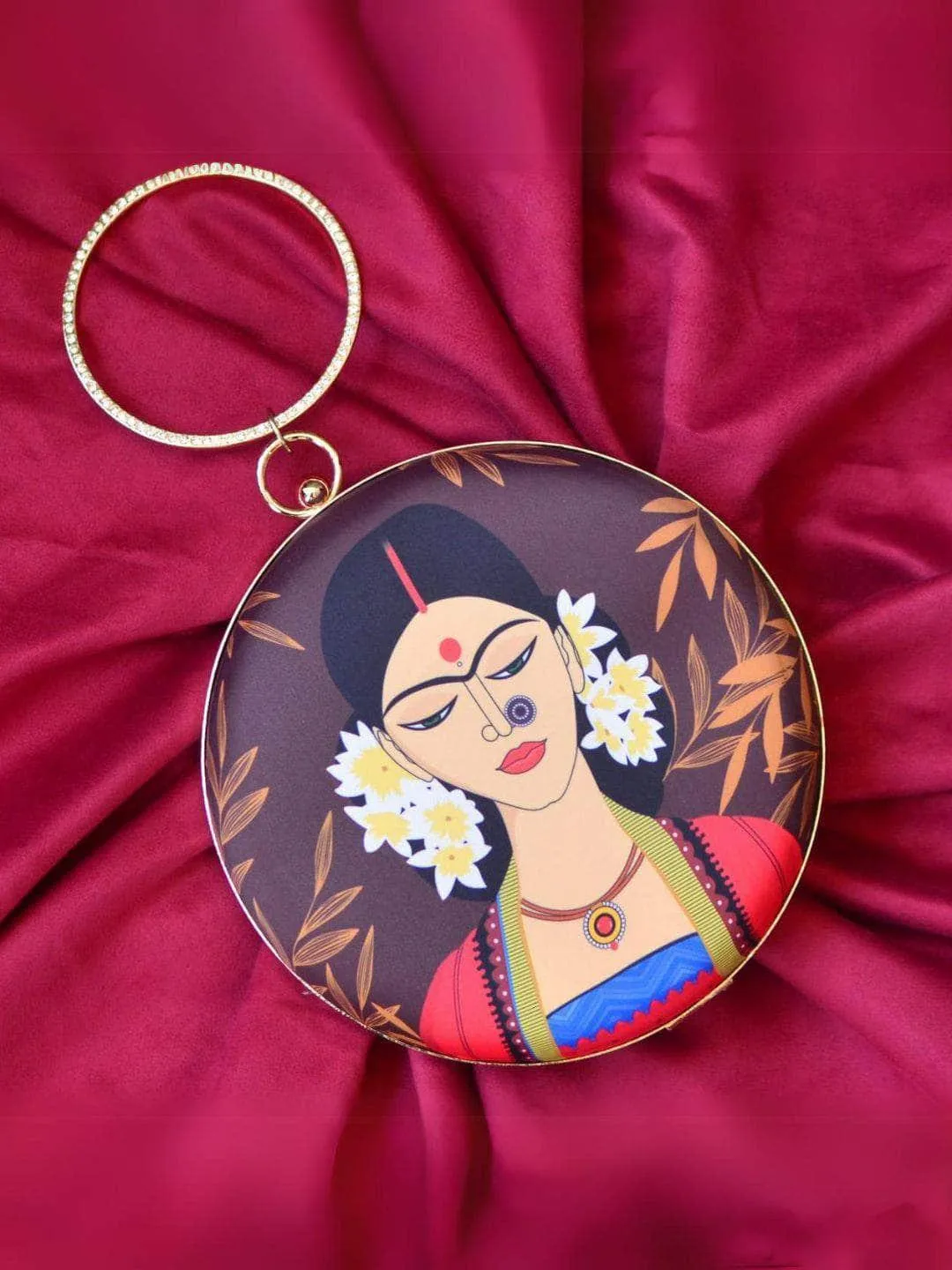 Indian Designer Printed Round Clutch