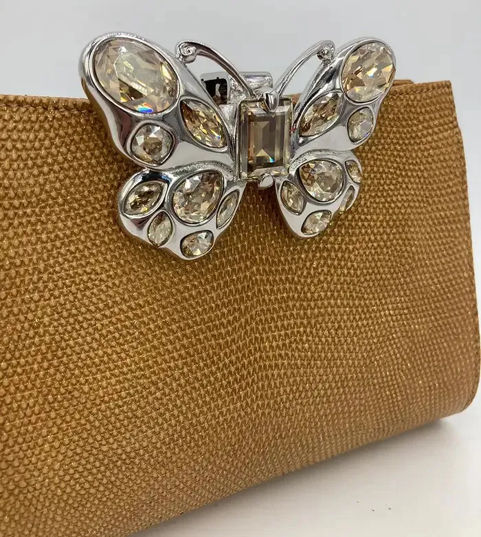 Judith Leiber Metallic Lizard Butterfly Clutch