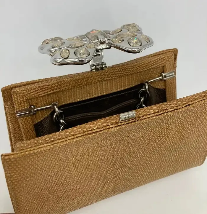 Judith Leiber Metallic Lizard Butterfly Clutch