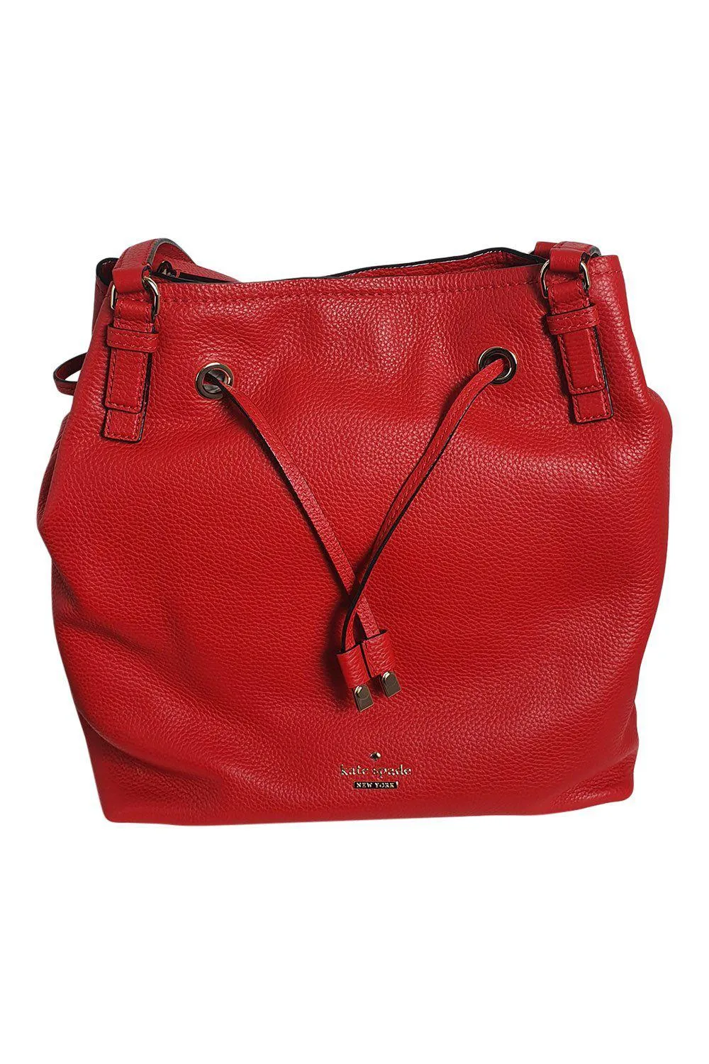 KATE SPADE Cherry Red Leather Medium Bucket Bag (M)