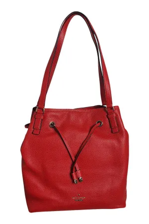 KATE SPADE Cherry Red Leather Medium Bucket Bag (M)