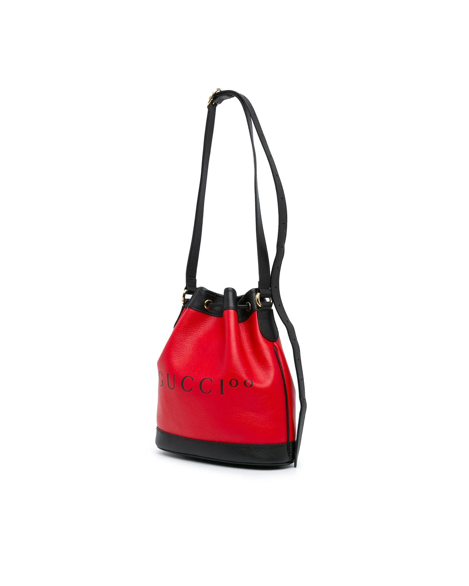 Leather Uniform Bucket Bag with Drawstring Closure