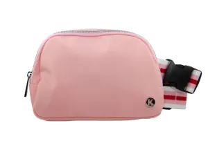 Light Pink Solid Belt Bag w/ Striped Strap