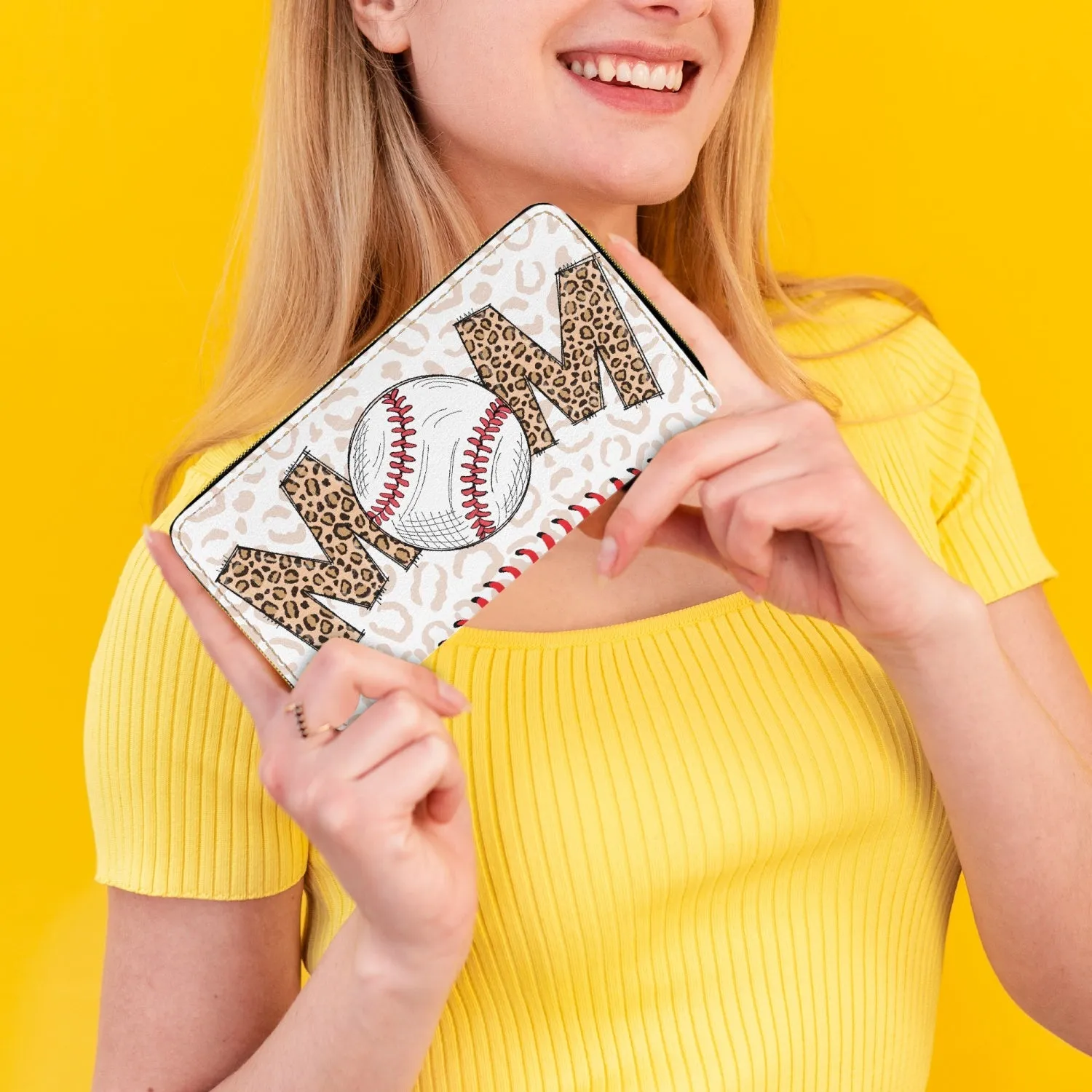 Long Type Zipper Purse, Baseball/Softball Mom,Mum