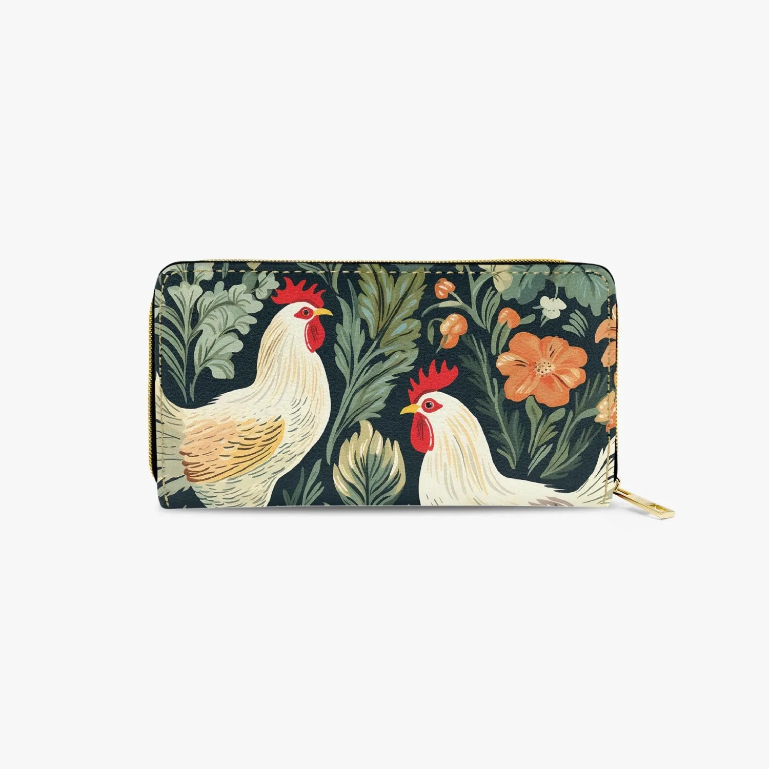 Long Type Zipper Purse - Chickens/Roosters