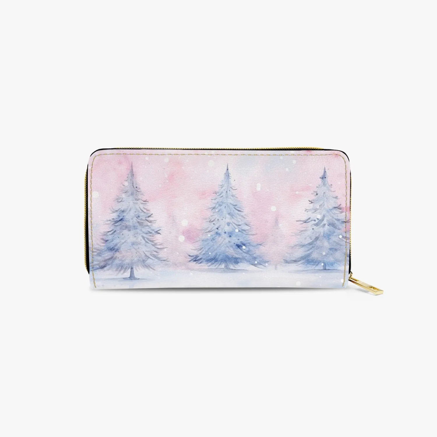 Long Type Zipper Purse, Christmas, Trees, awd-552