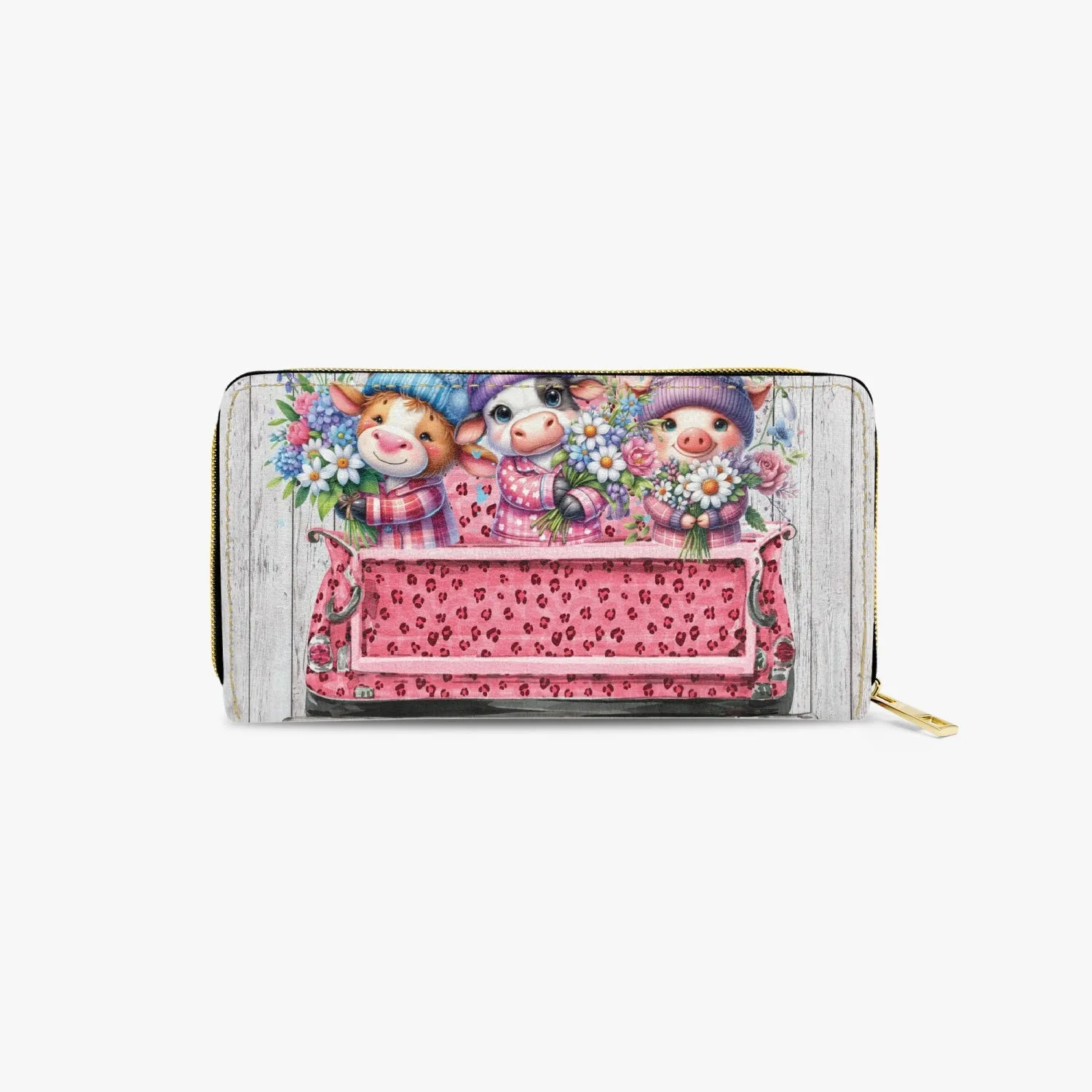 Long Type Zipper Purse - Farm Animals in back of Truck