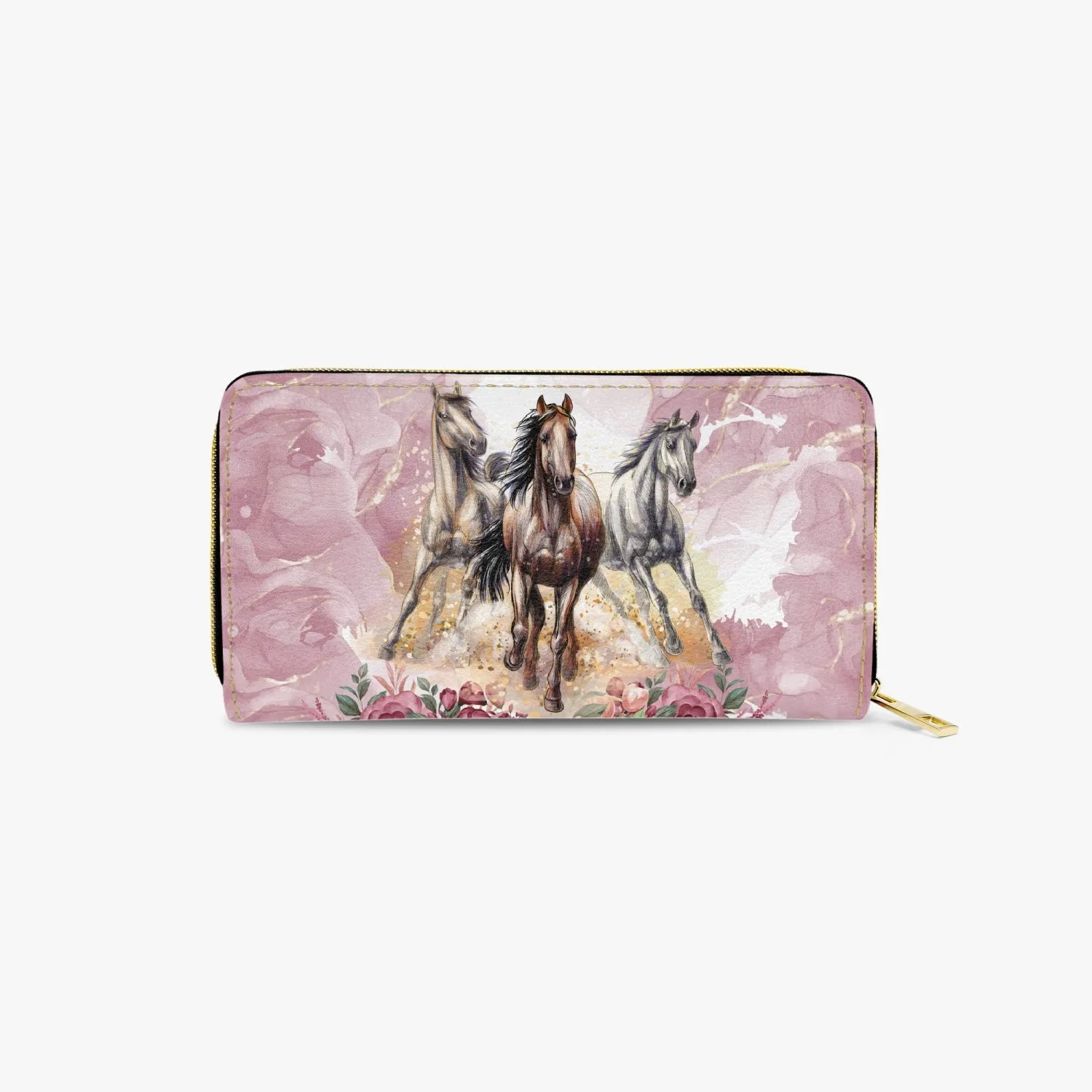 Long Type Zipper Purse, Horses, awd-1359