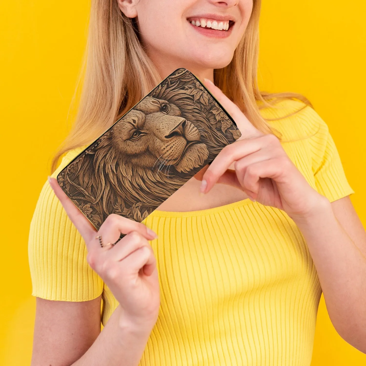 Long Type Zipper Purse - Lion