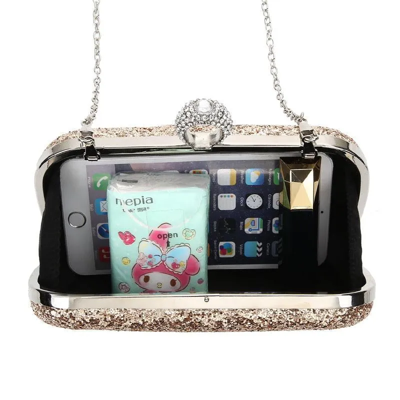 Luxy Moon Sequin Evenging Bag Finger Rings Wedding Clutch