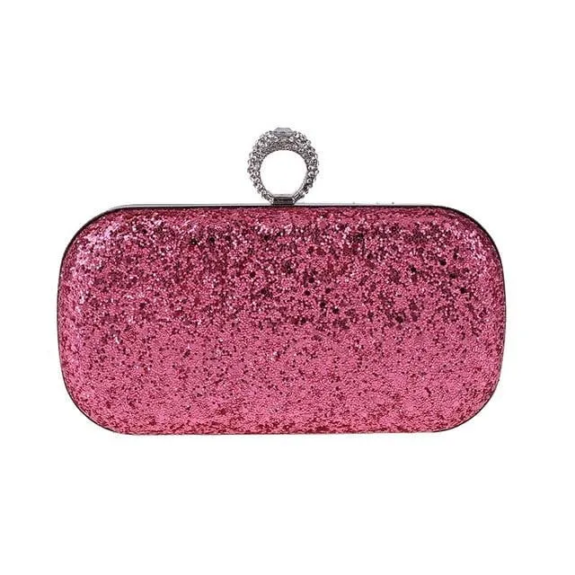 Luxy Moon Sequin Evenging Bag Finger Rings Wedding Clutch