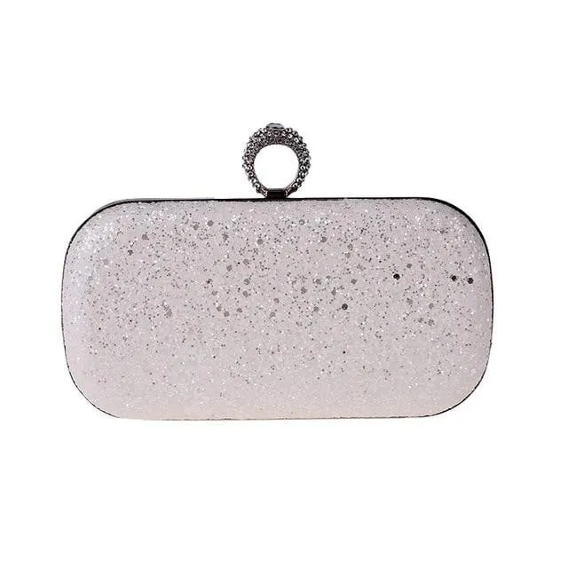 Luxy Moon Sequin Evenging Bag Finger Rings Wedding Clutch