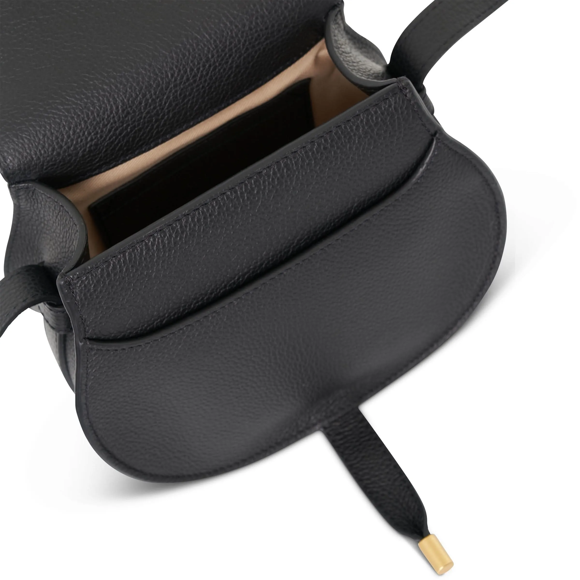 Marcie Saddle Mini Bag in Grained Calfskin in Black