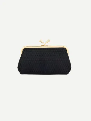 Maud Clutch Tassel in Black Satin