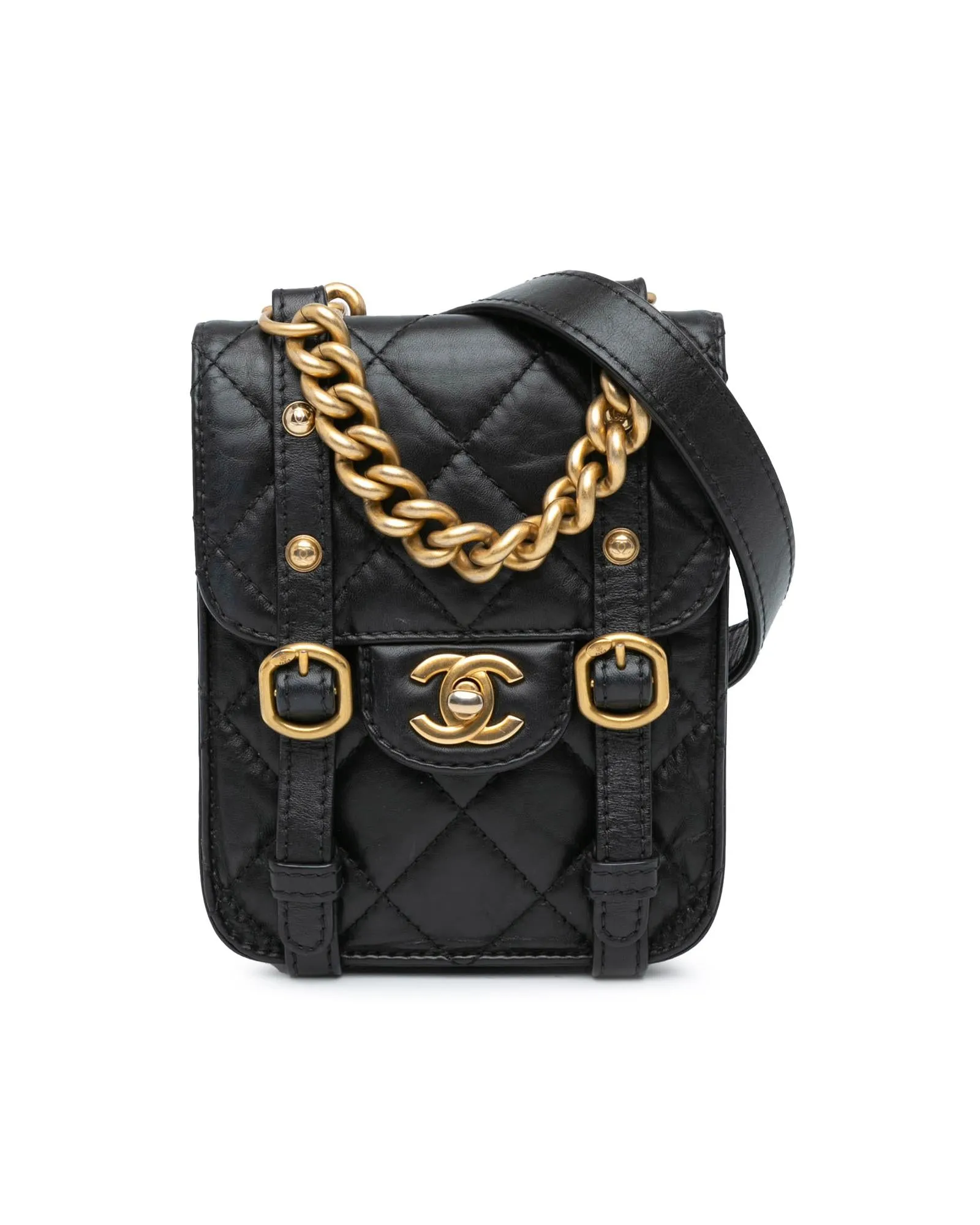 Mini Quilted Leather Flap Bag with Chain Handle and CC Turn-Lock Closure