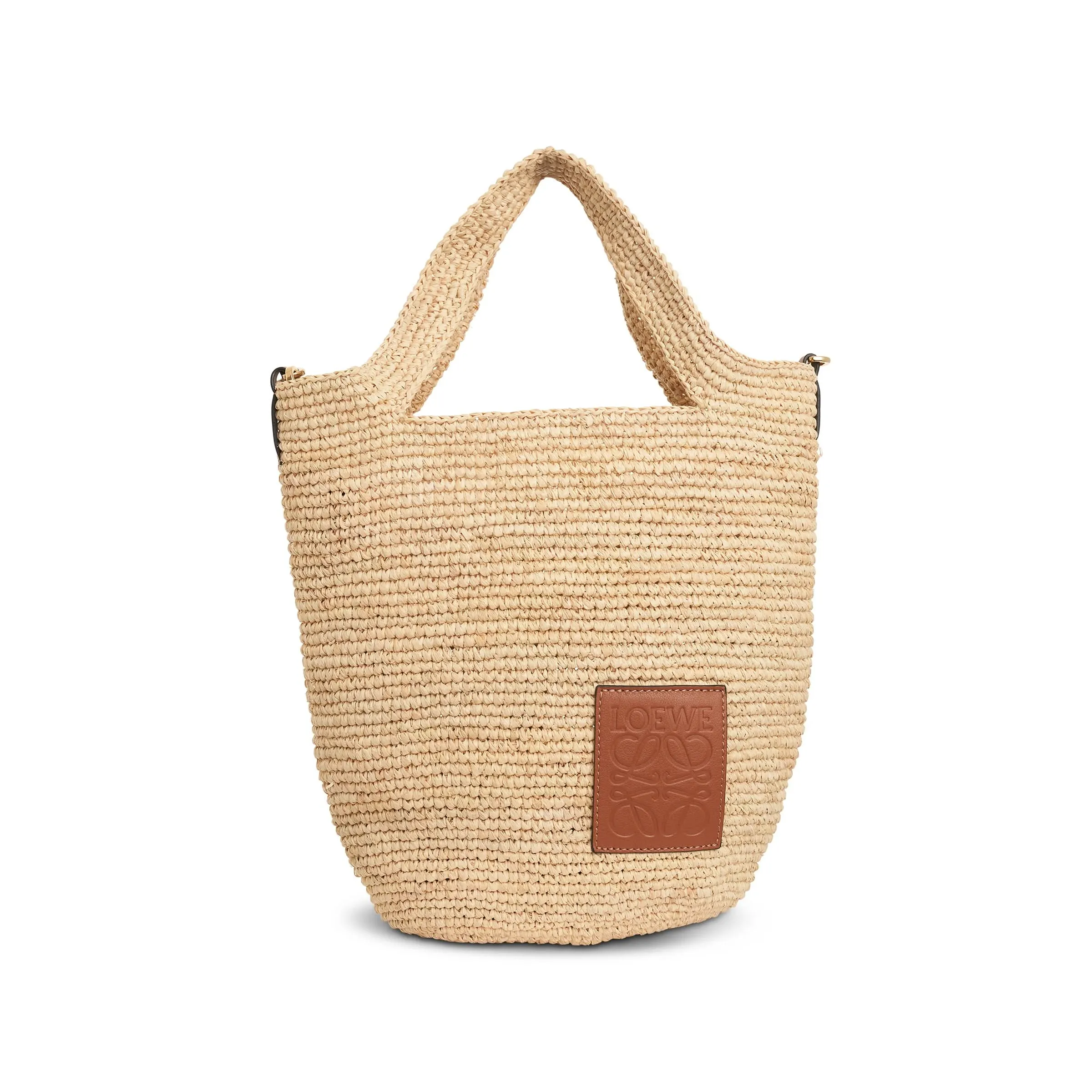 Mini Slit Bag in Raffia and Calfskin in Natural