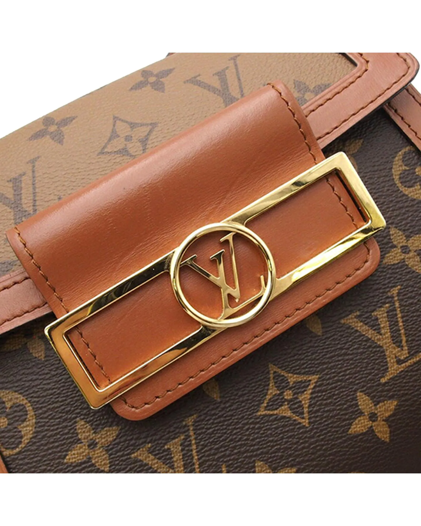 Monogram Reverse Dauphine Capital Satchel with Leather Trim and Detachable Strap