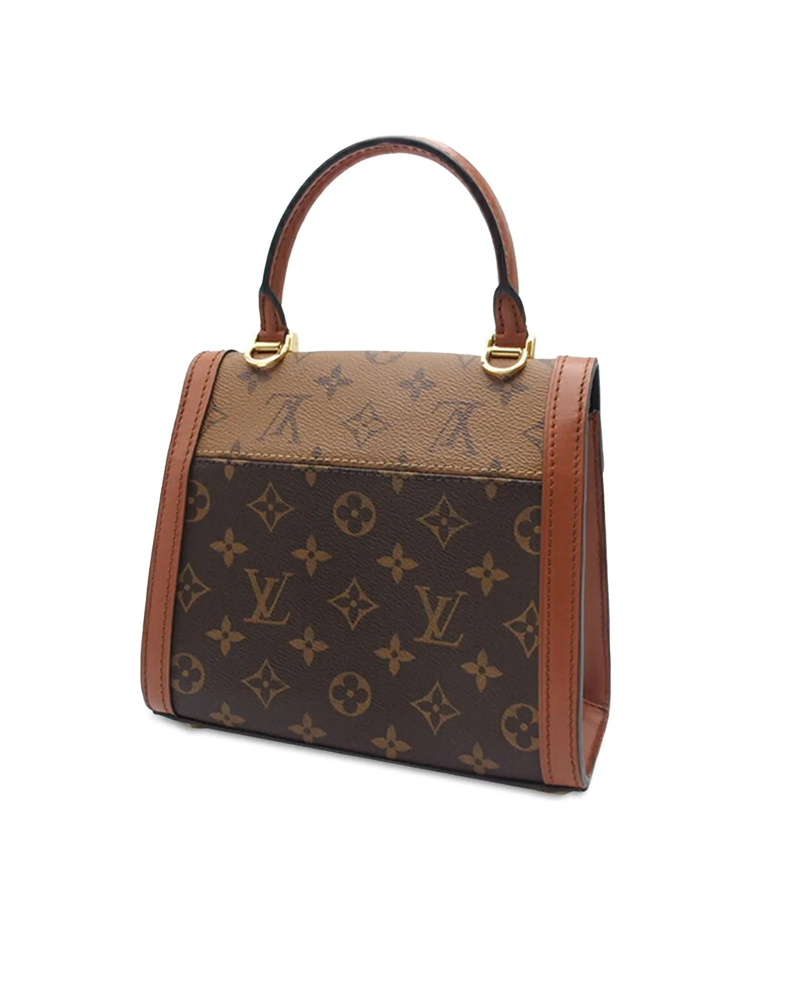 Monogram Reverse Dauphine Capital Satchel with Leather Trim and Detachable Strap