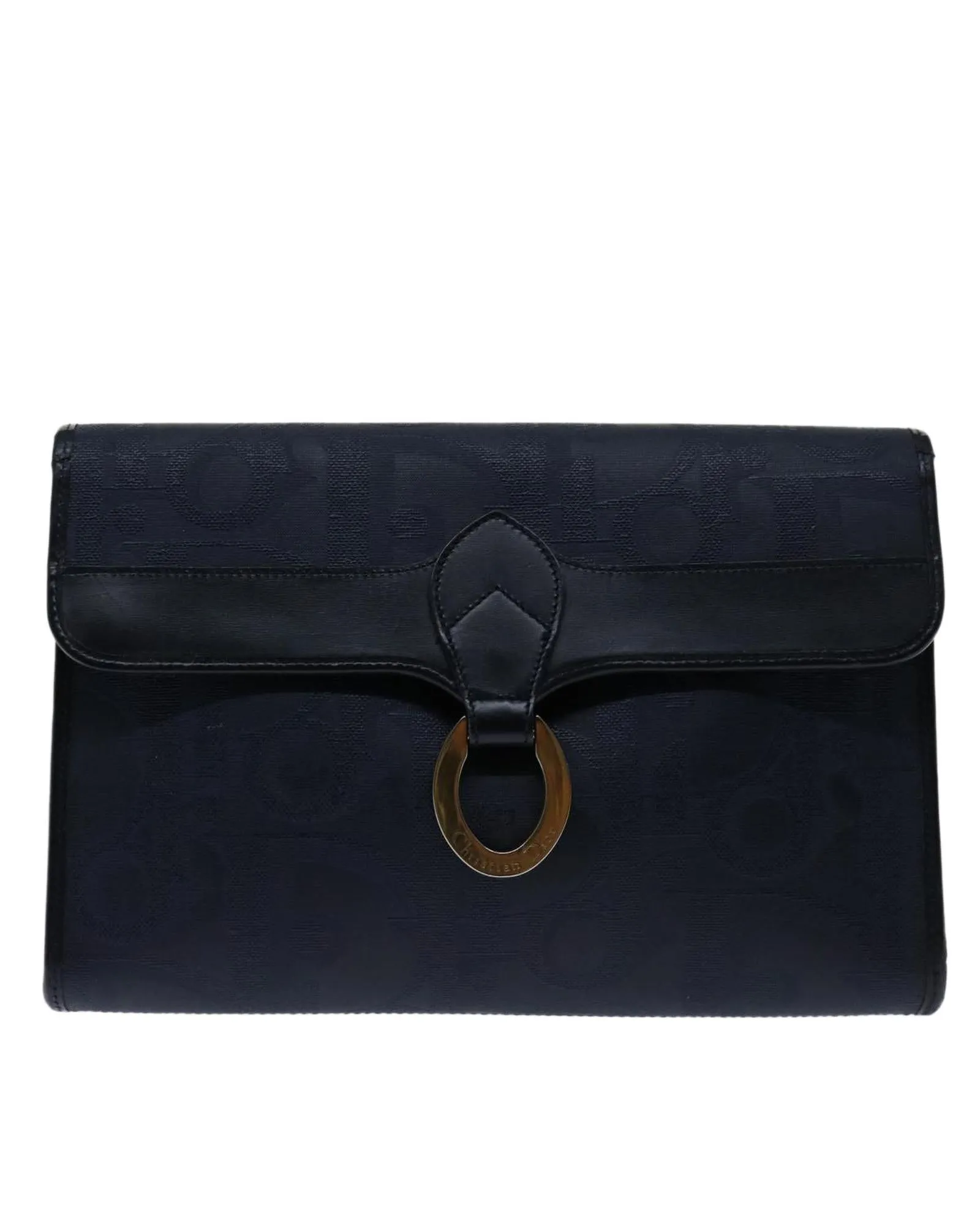 Navy Leather Shoulder Bag Christian Dior Style