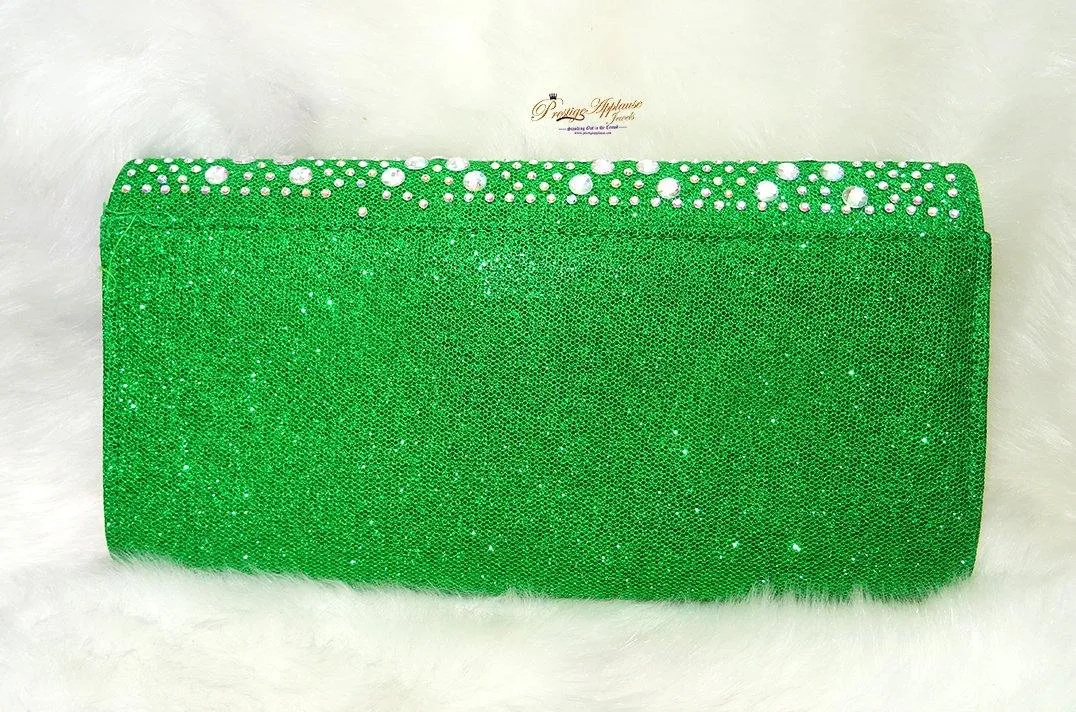 New Green Diamonte Envelope Clutch Bag Purse Womens Fashion Evening Party Clutch Bag Glitter Shimmer Style Handbag Wedding Prom Party