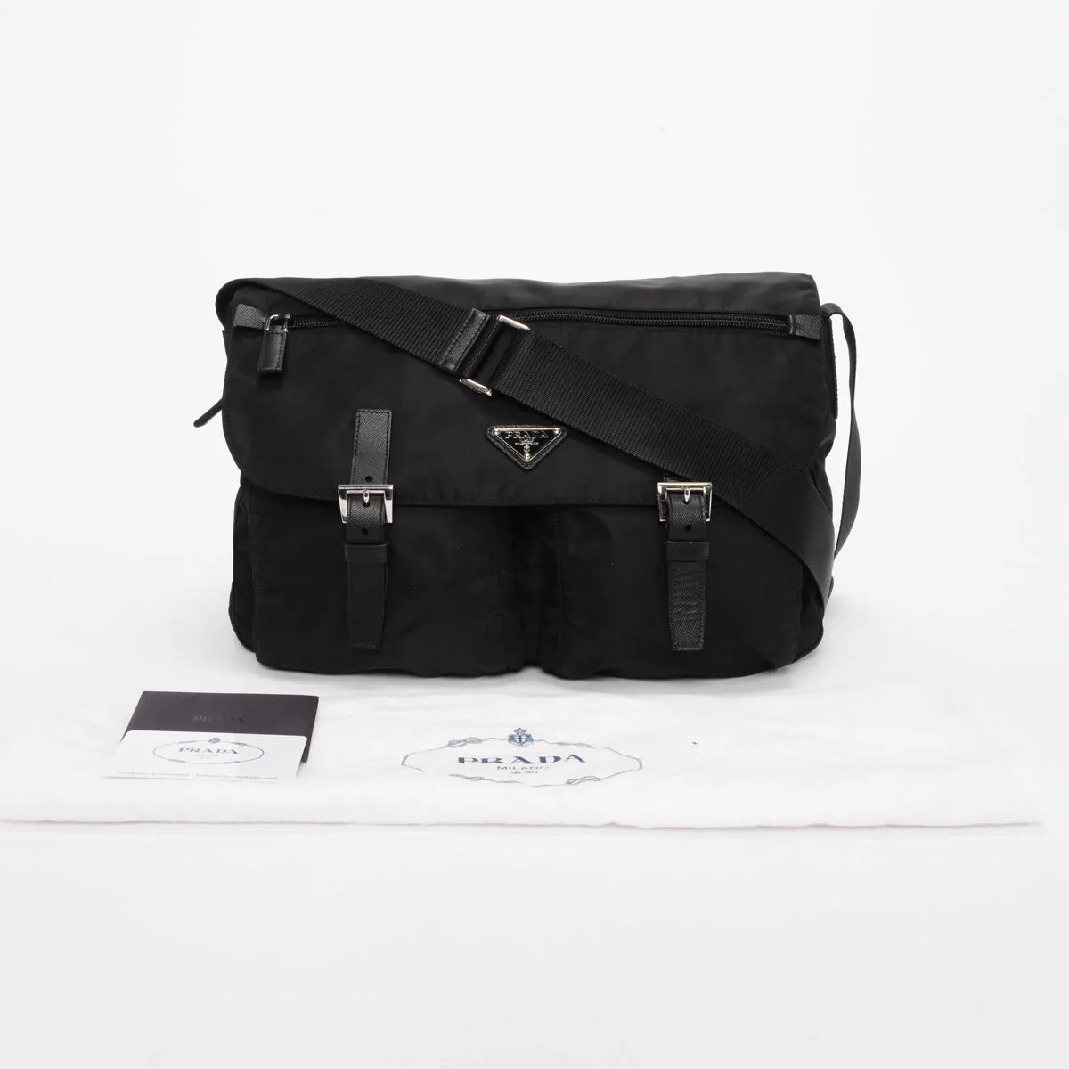 Prada Black Nylon Vela Sport Messenger Bag