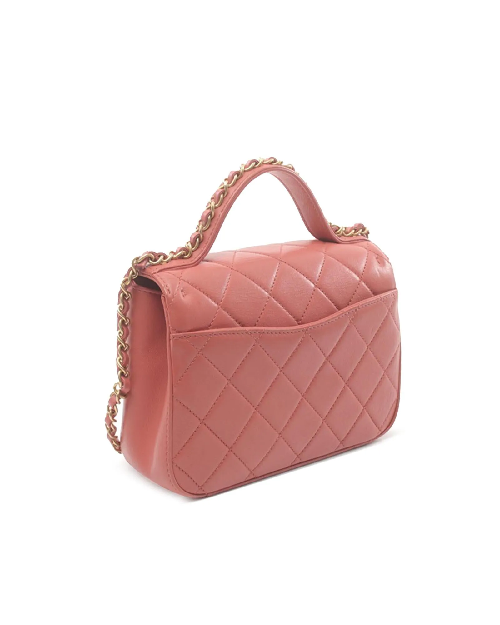 Quilted Lambskin Chain Infinity Top Handle Flap Satchel with CC Turn Lock