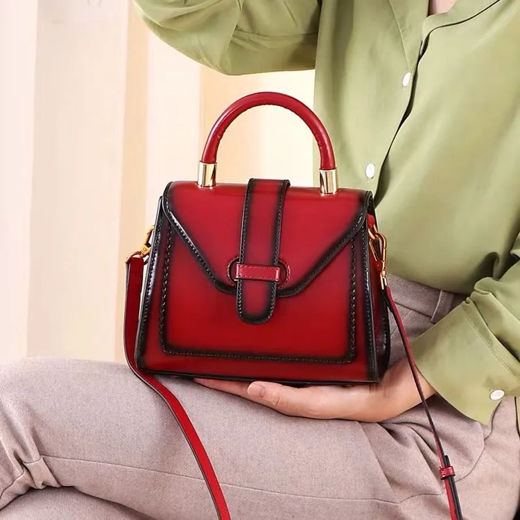 Red Satchel Handbag Structured Satchel Women's Satchel Handbags