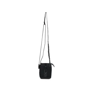 Ripstop Crossbody Bag with Logo Patch in Black