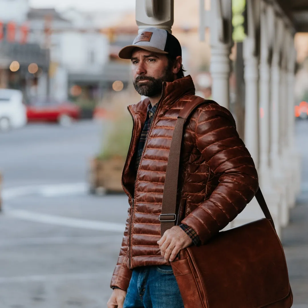 Roosevelt Buffalo Leather Satchel Messenger Bag | Amber Brown