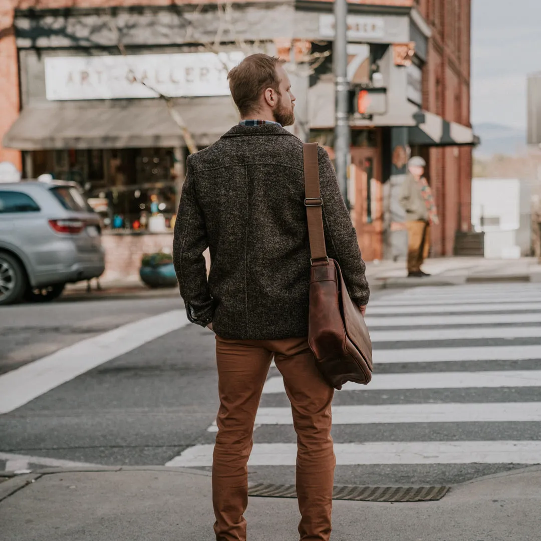 Roosevelt Buffalo Leather Satchel Messenger Bag | Dark Oak