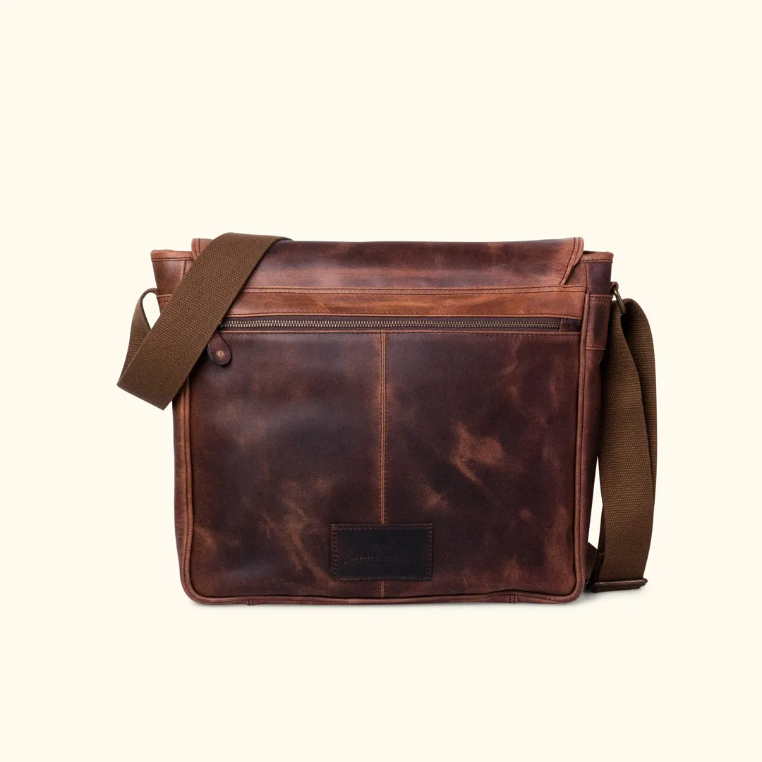 Roosevelt Buffalo Leather Satchel Messenger Bag | Dark Oak