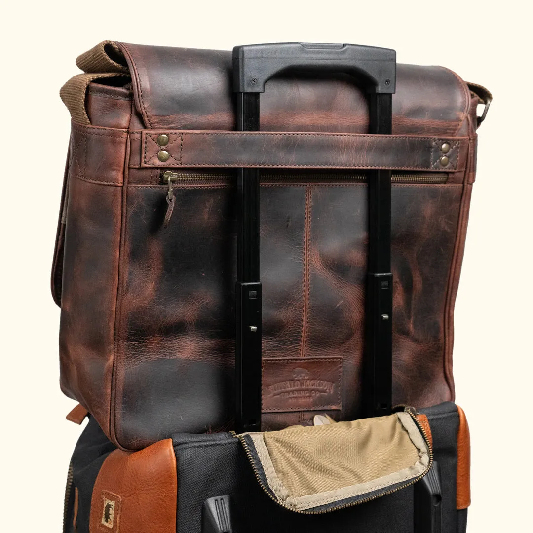 Roosevelt Buffalo Leather Satchel Messenger Bag | Dark Oak