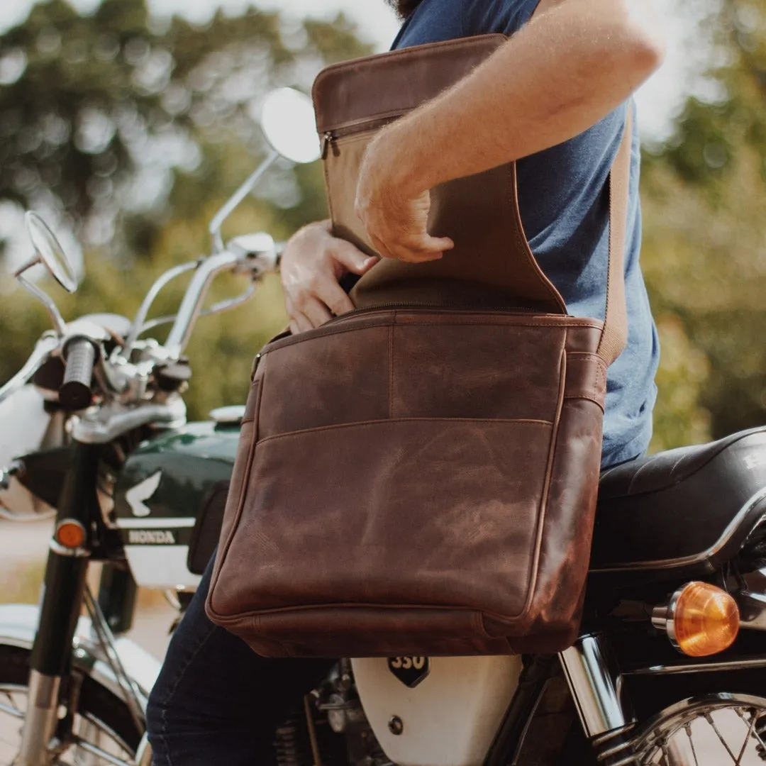 Roosevelt Buffalo Leather Satchel Messenger Bag | Dark Oak