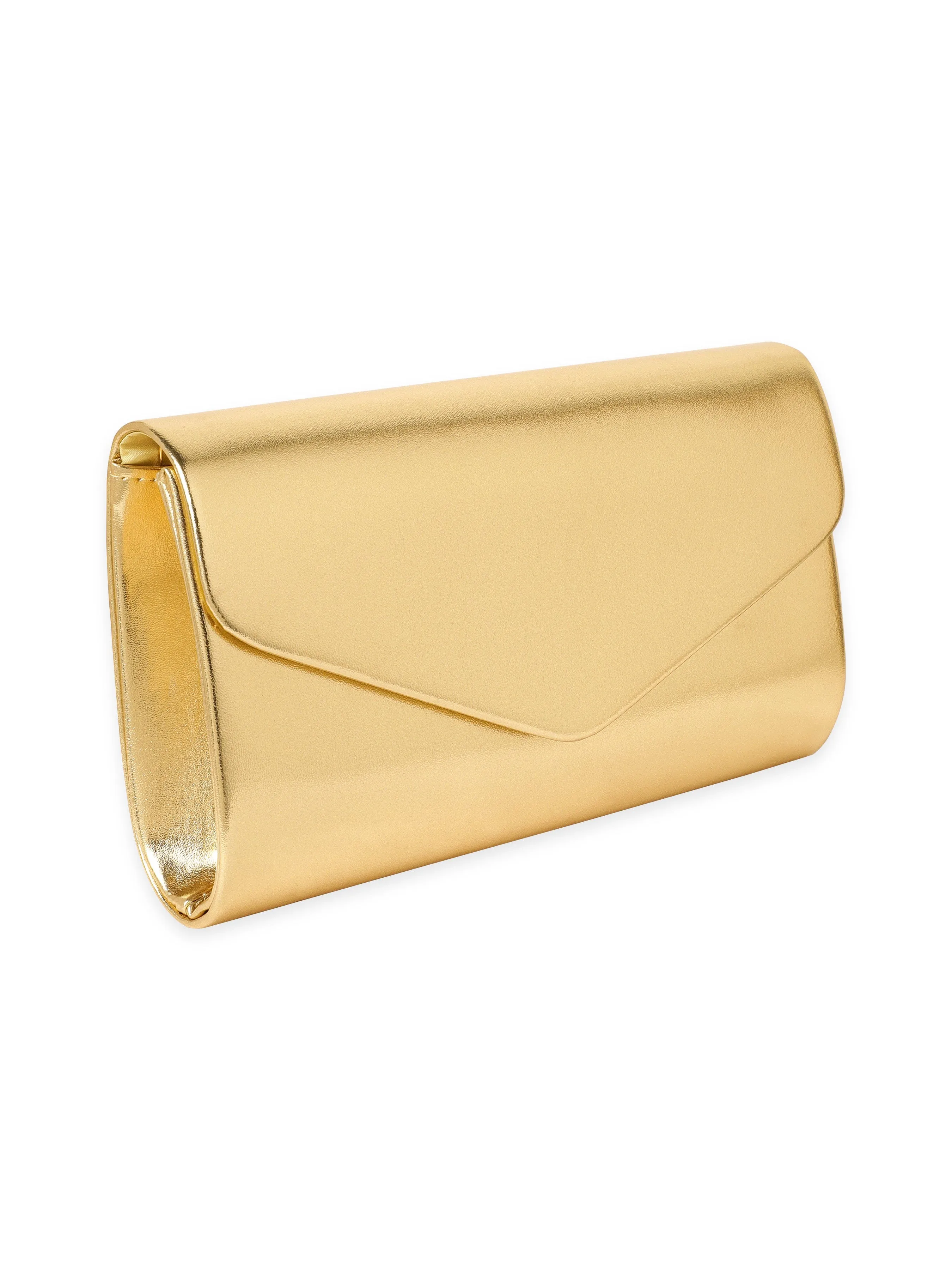 Rubans Gilded Allure Golden Glossy Finish Clutch Bag