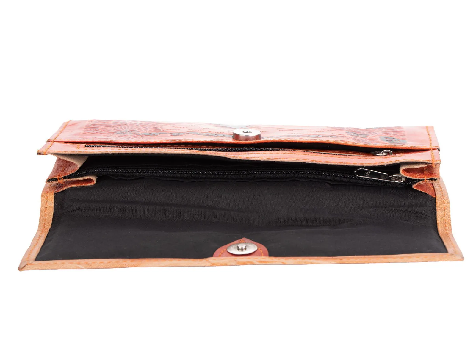 Shantiniketan Handmade Genuine Leather Large Purse Clutch Handbag with 4 Compartments (10x5)