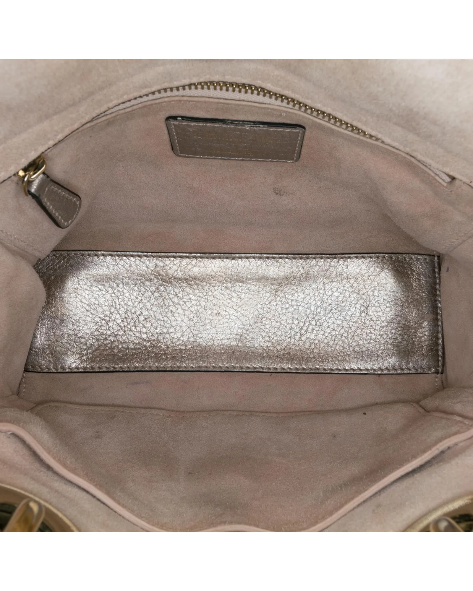 Small Metallic Quilted Calfskin Leather Bag with Detachable Strap