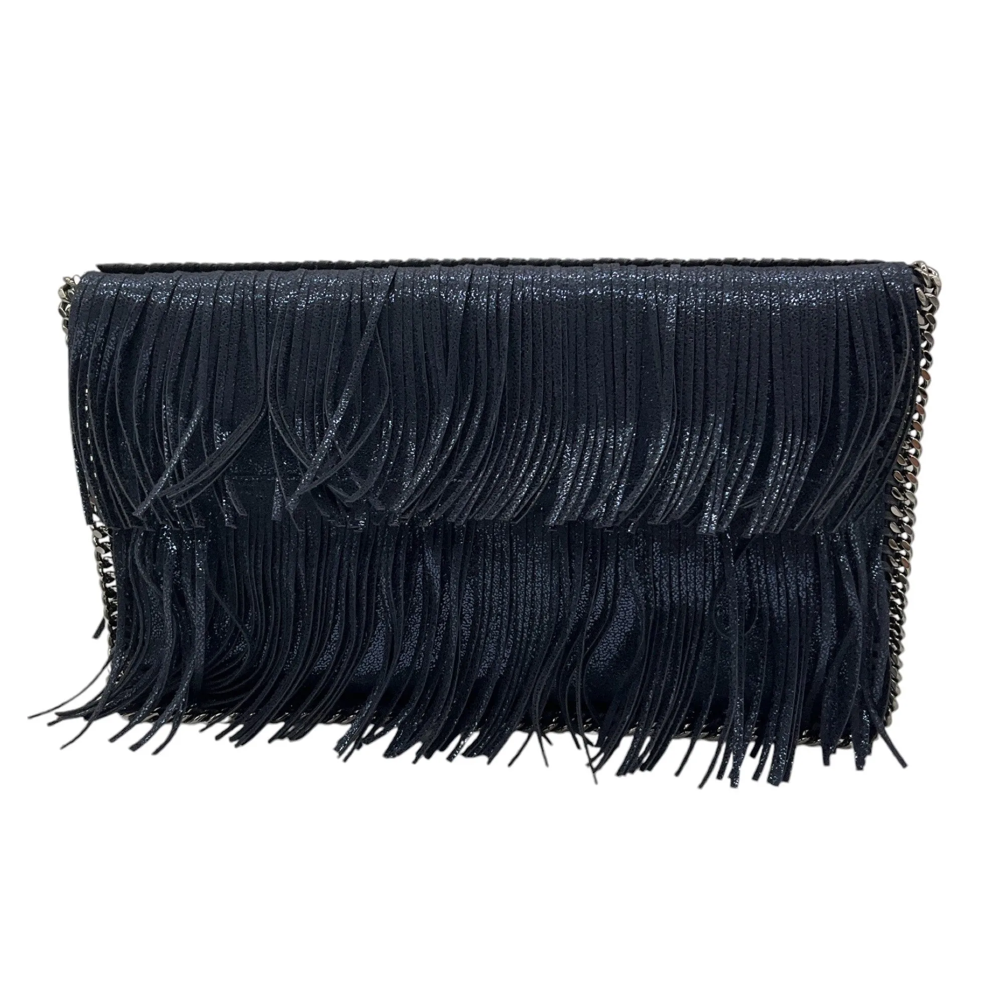 Stella McCartney Ink Shiny Dot Fringed Foldover Clutch