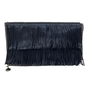 Stella McCartney Ink Shiny Dot Fringed Foldover Clutch