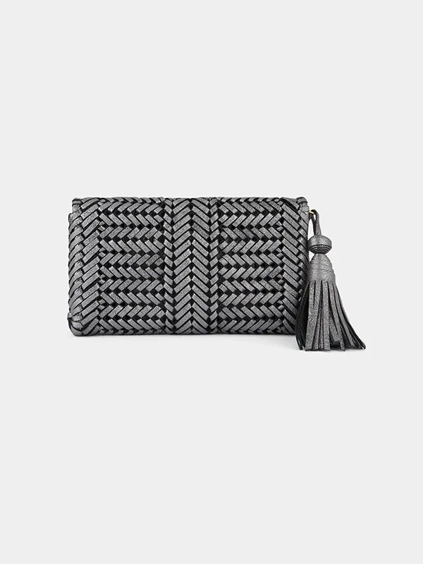 The Neeson Tassel Clutch in Anthracite