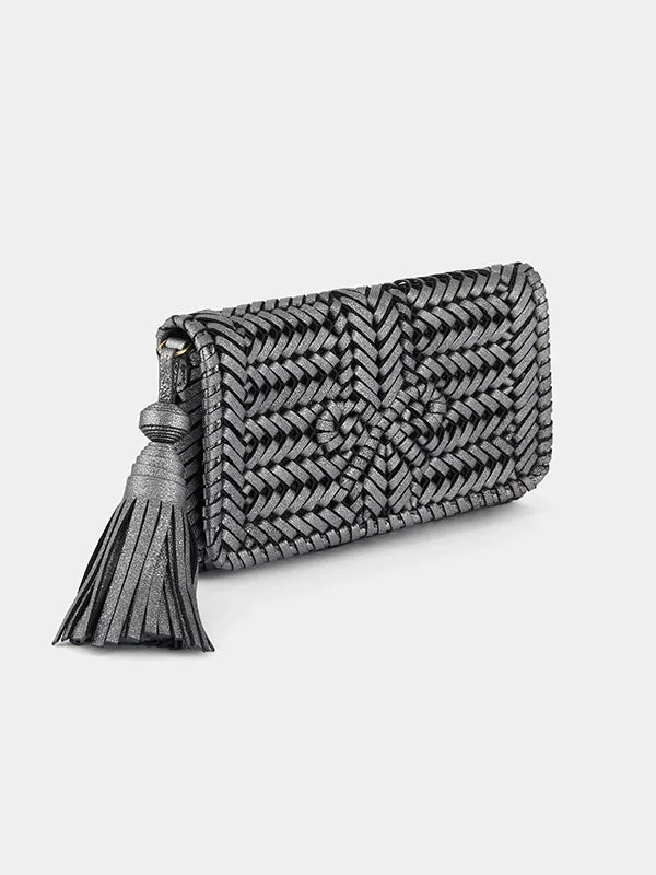 The Neeson Tassel Clutch in Anthracite