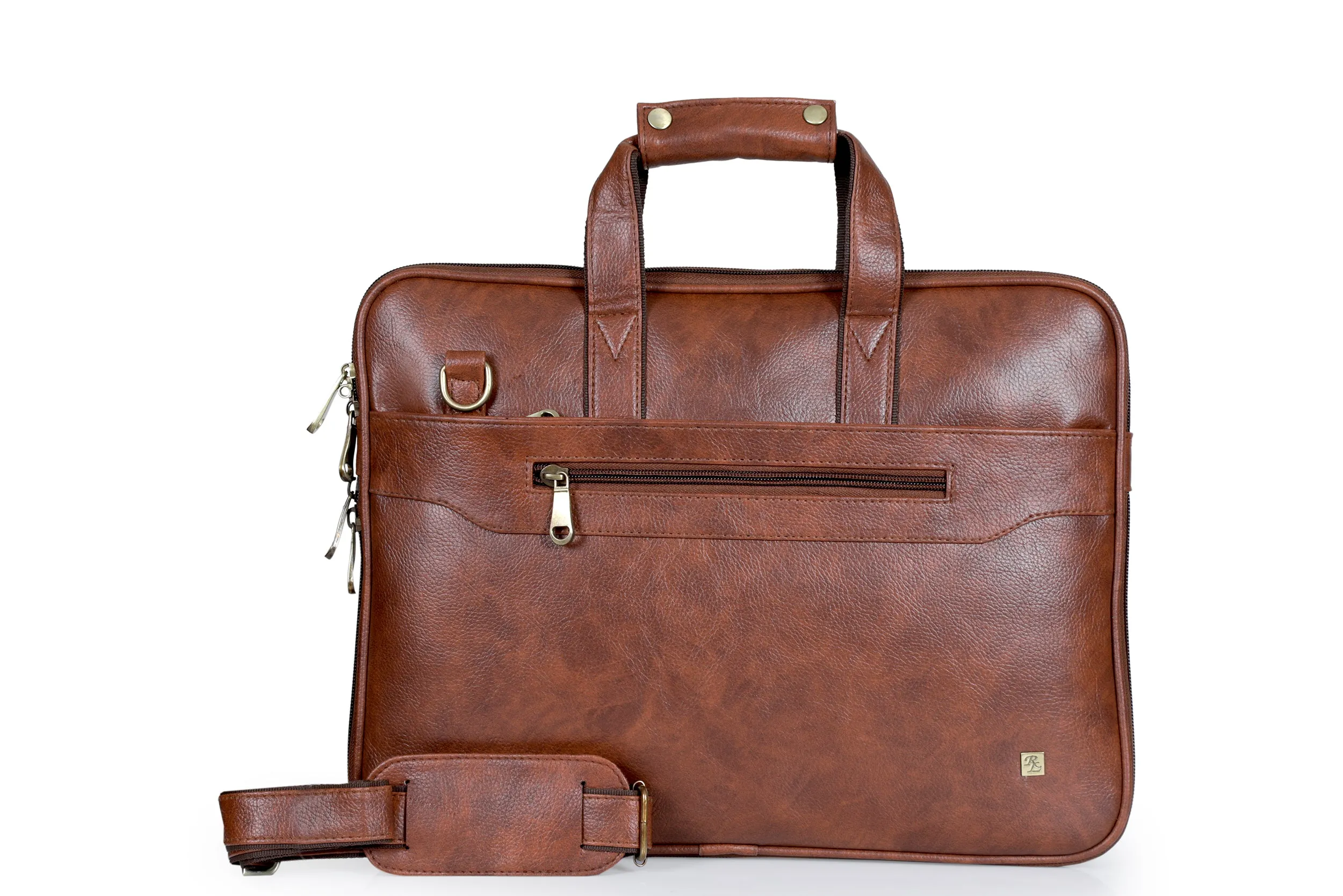 Vegan leather expandable slim laptop bag